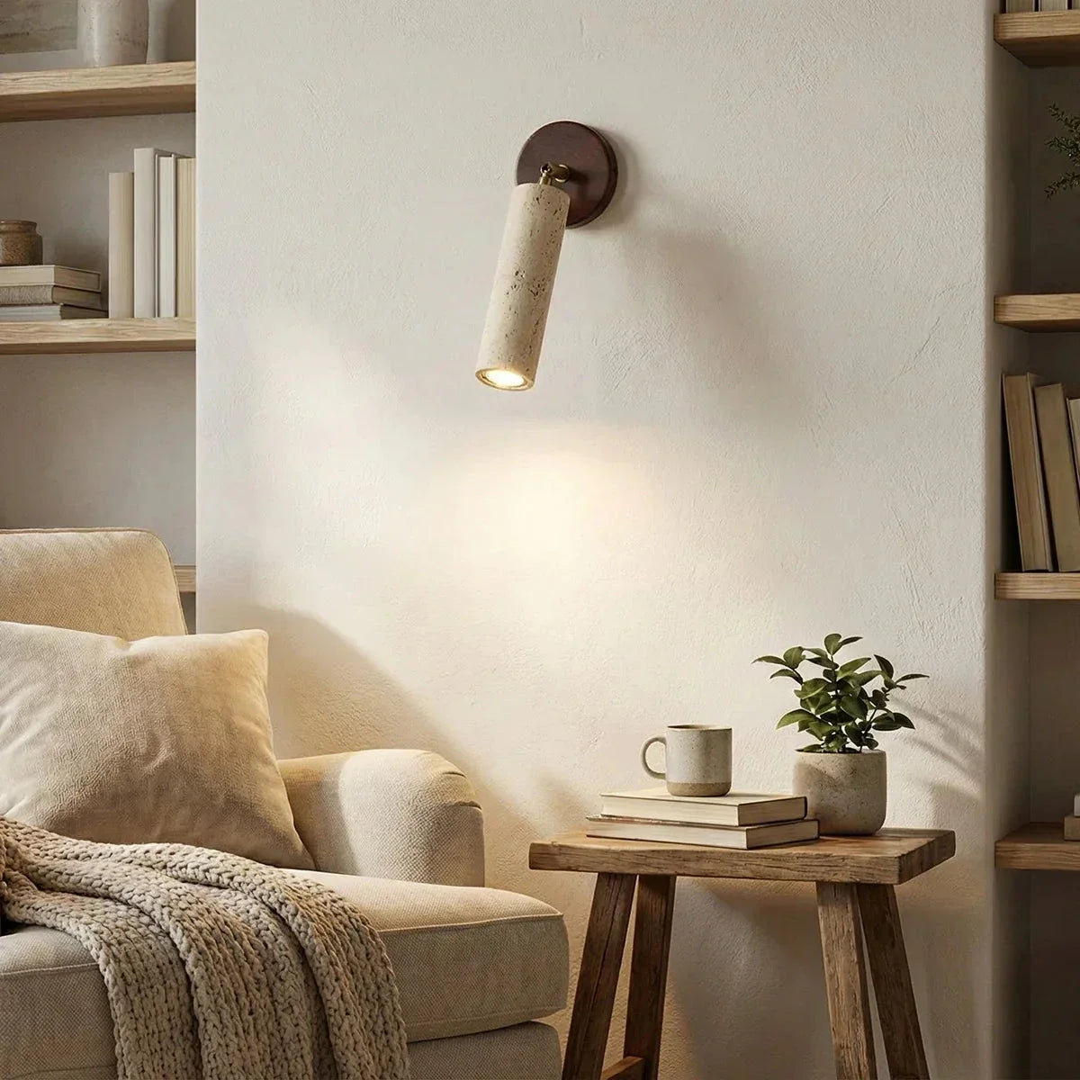 Mireille Wall Light in travertine for Hallway by AUVIELIGHT
