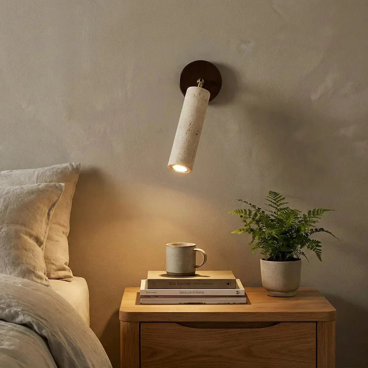 Mireille Wall Light in travertine for Hallway by AUVIELIGHT