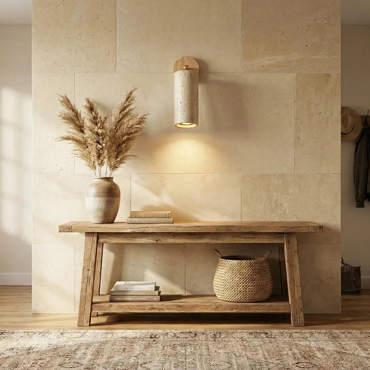 Mireille Wall Light in travertine for Hallway by AUVIELIGHT