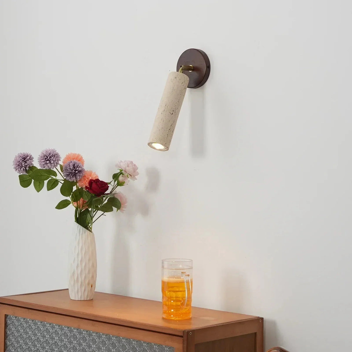 Mireille Wall Light in travertine for Hallway by AUVIELIGHT