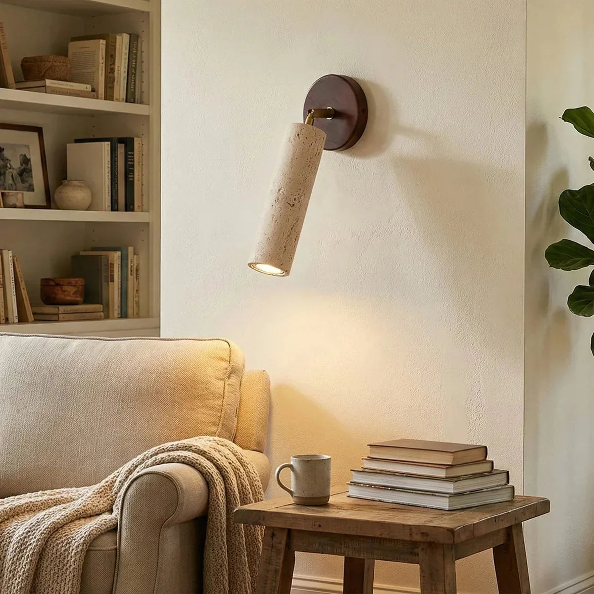 Mireille Wall Light in travertine for Hallway by AUVIELIGHT