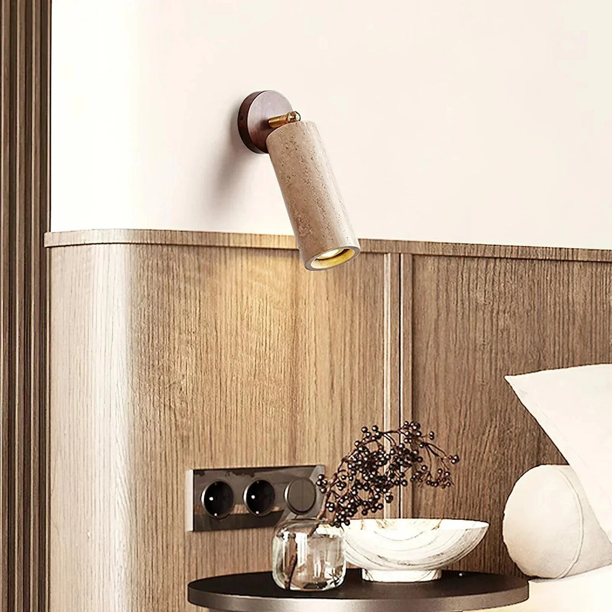 Mireille Wall Light in travertine for Hallway by AUVIELIGHT