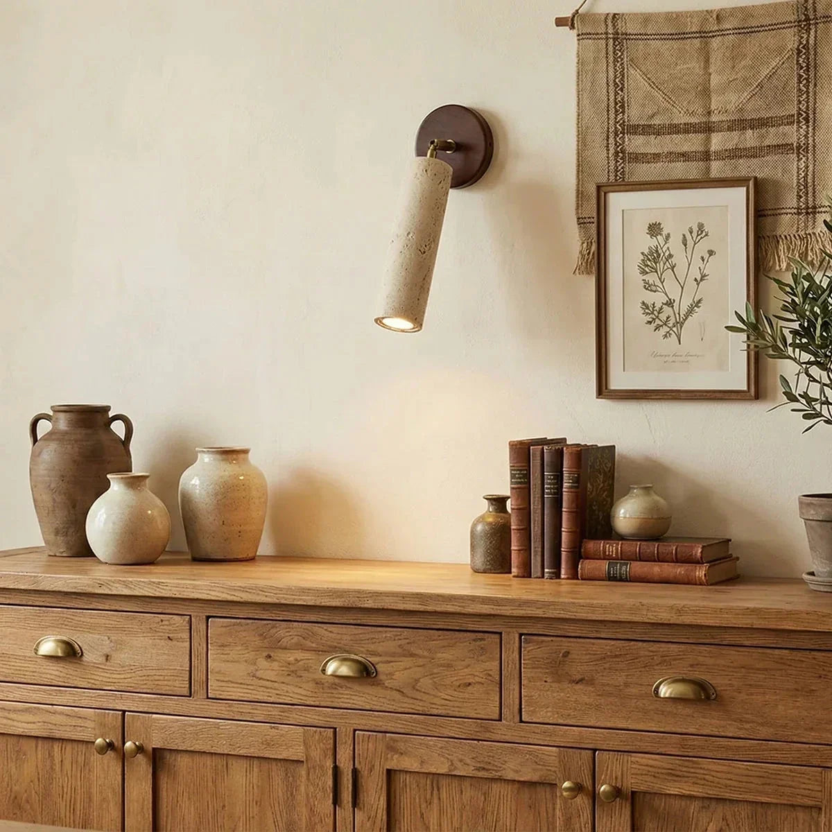 Mireille Wall Light in travertine for Hallway by AUVIELIGHT