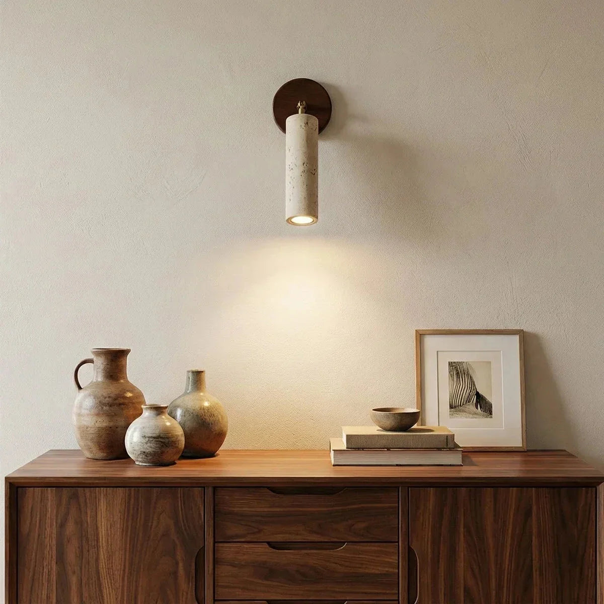 Mireille Wall Light in travertine for Hallway by AUVIELIGHT