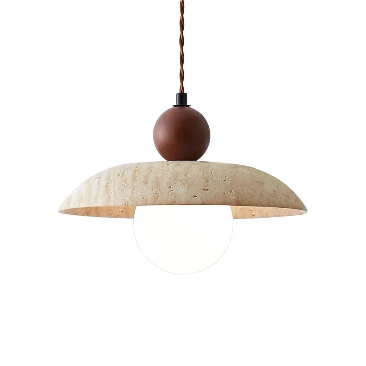 Soluna Pendant Light in travertine for Kitchen Island by AUVIELIGHT, Dia 25cm x H 20cm / ∅ 9.8″ x H 7.9″ / Walnut Color