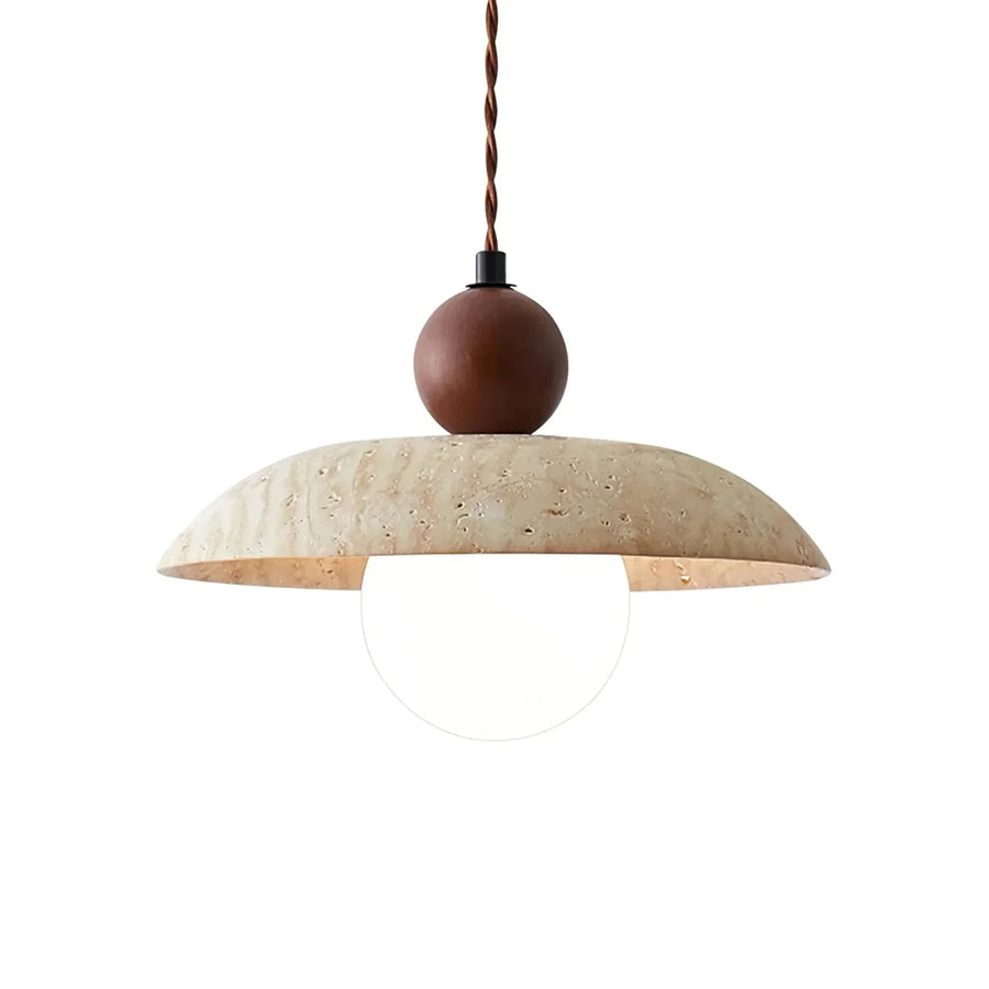 Soluna Pendant Light in travertine for Kitchen Island by AUVIELIGHT, Dia 25cm x H 20cm / ∅ 9.8″ x H 7.9″ / Walnut Color