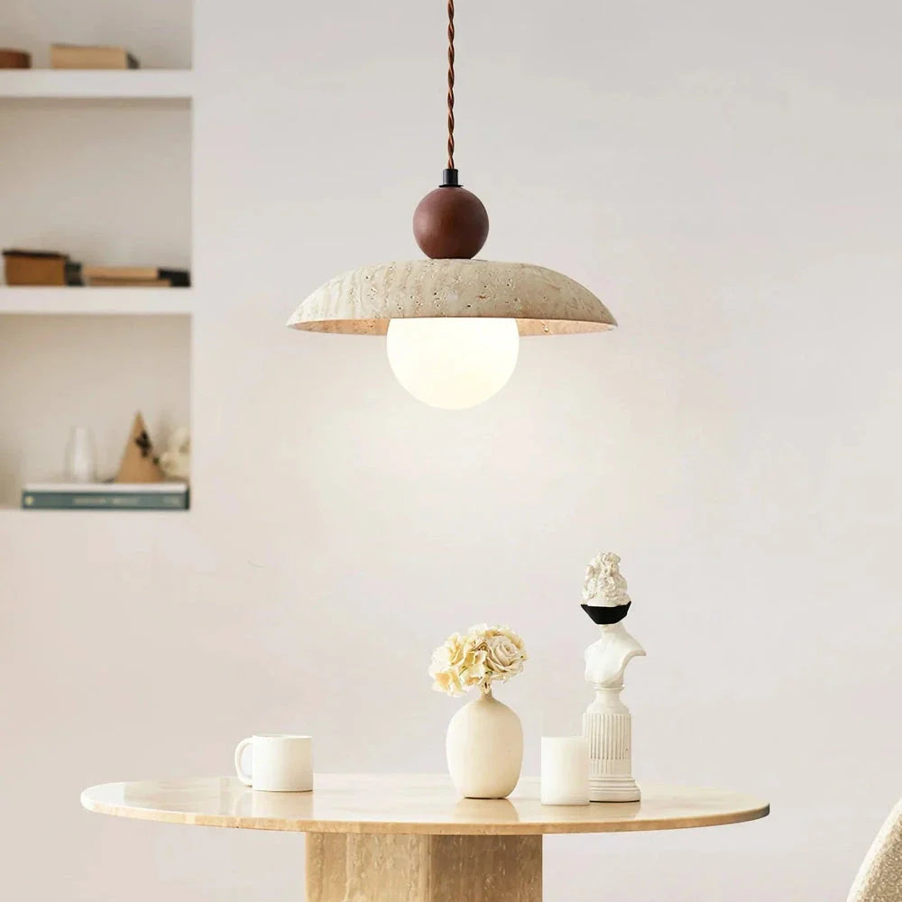 Soluna Pendant Light in travertine for Kitchen Island by AUVIELIGHT