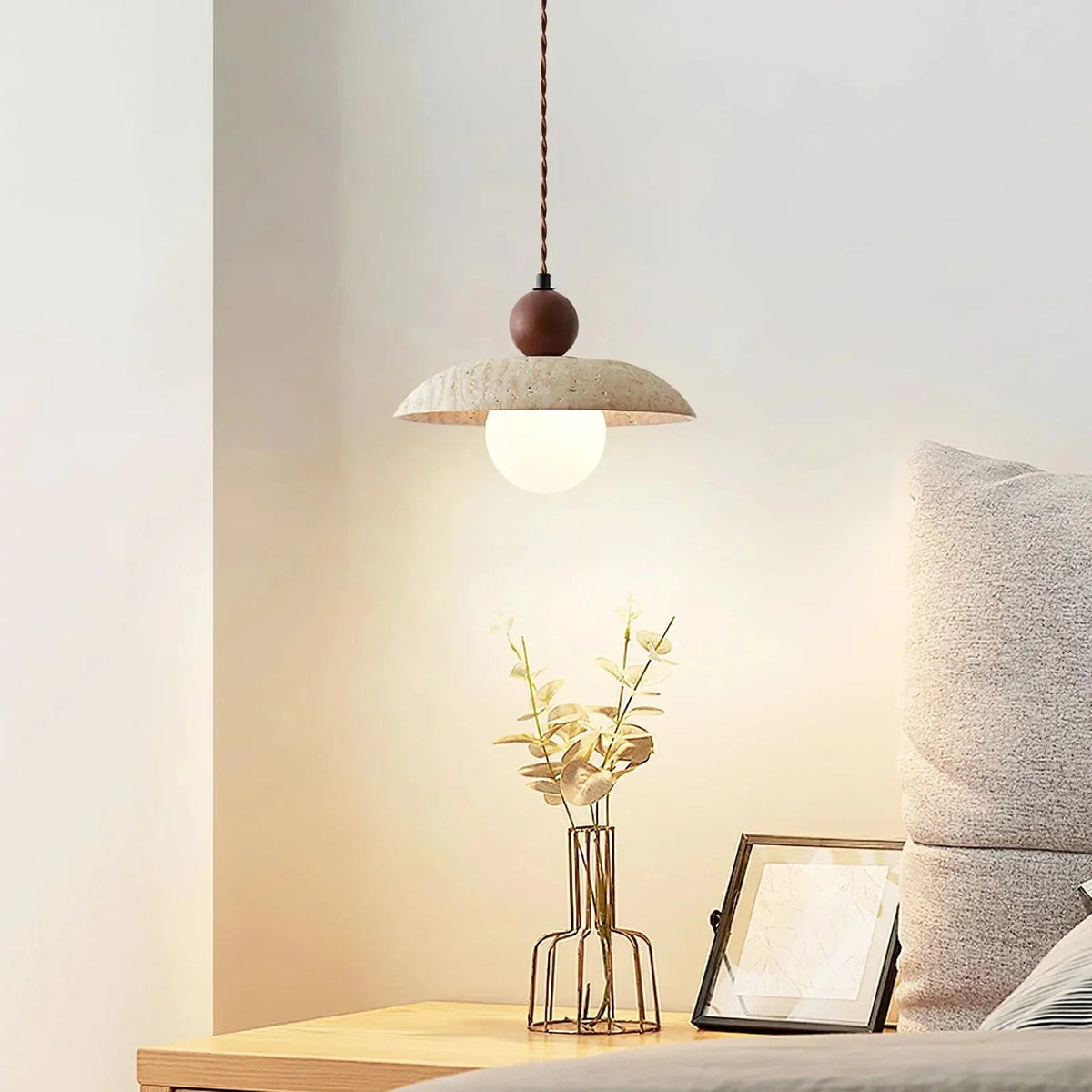Soluna Pendant Light in travertine for Kitchen Island by AUVIELIGHT