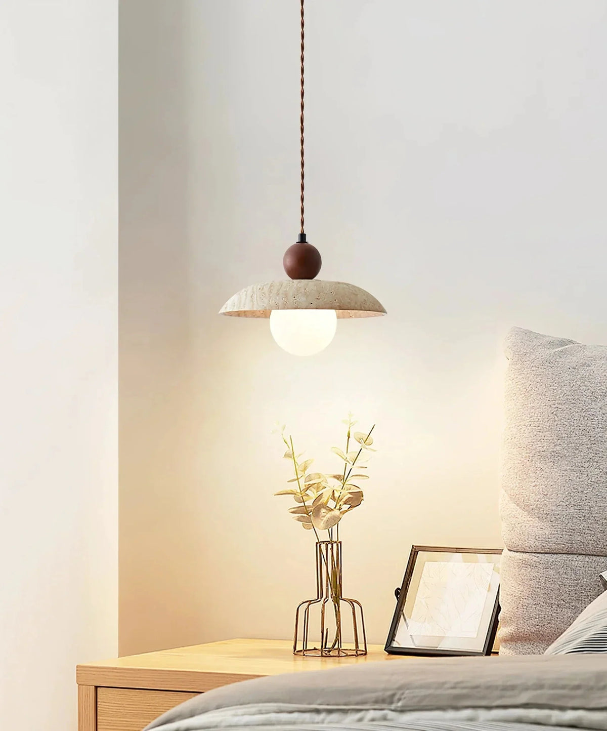 Soluna Pendant Light in travertine for Kitchen Island by AUVIELIGHT