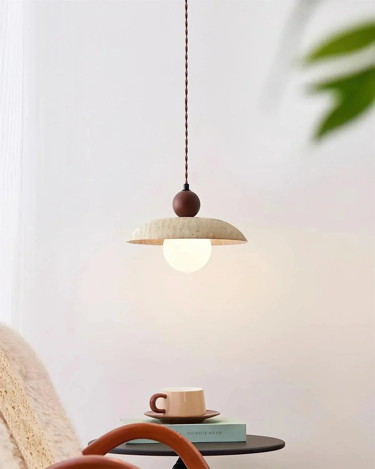 Soluna Pendant Light in travertine for Kitchen Island by AUVIELIGHT
