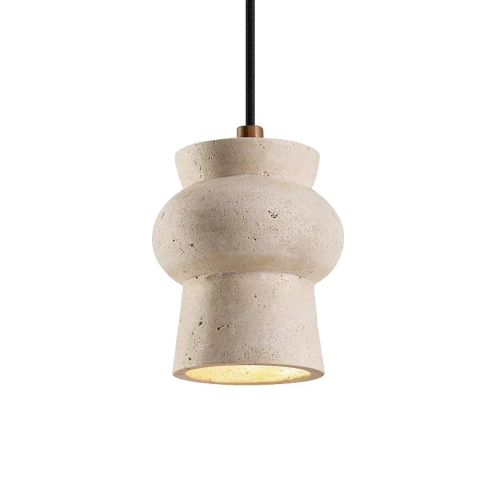 Arcus Cylindrical Pendant Light in travertine for Kitchen Island by AUVIELIGHT, Dia 12cm x H 15cm / ∅ 4.7″ x H 5.9″ / Yellow Travertine