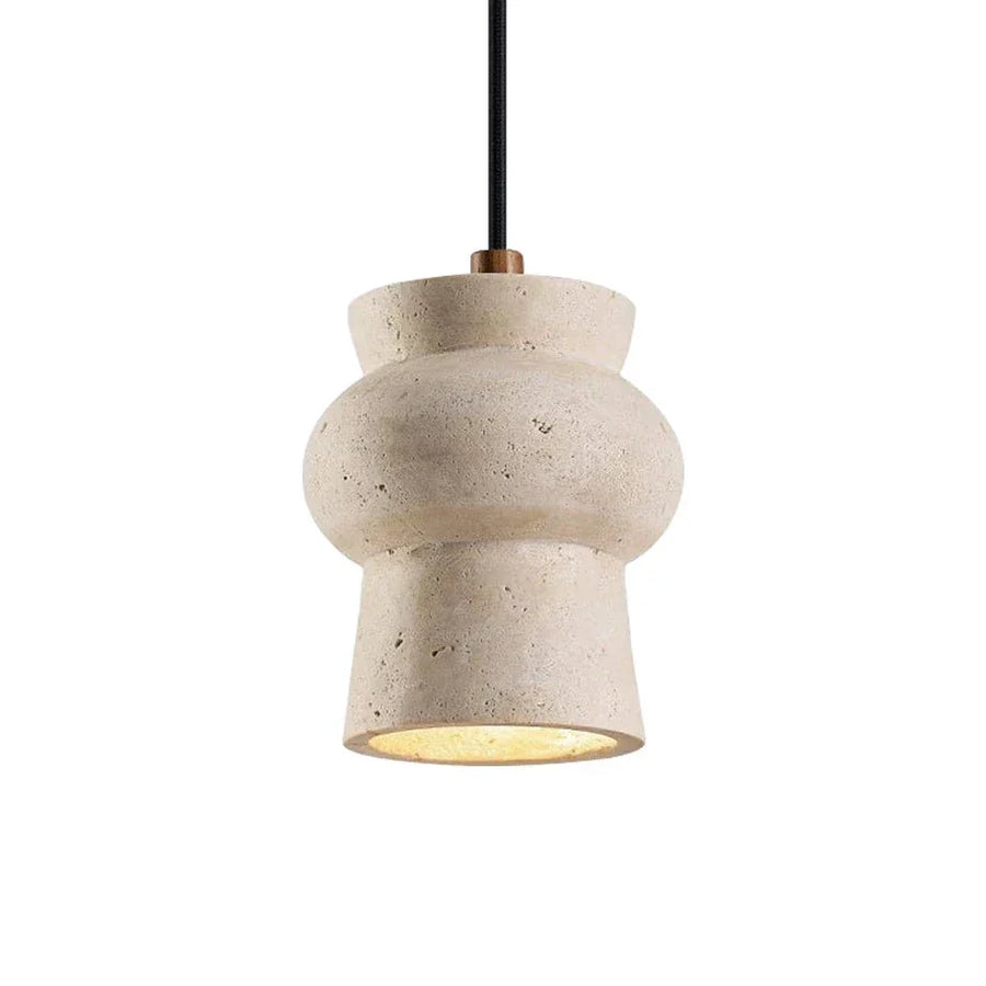 Arcus Cylindrical Pendant Light in travertine for Kitchen Island by AUVIELIGHT, Dia 12cm x H 15cm / ∅ 4.7″ x H 5.9″ / Yellow Travertine