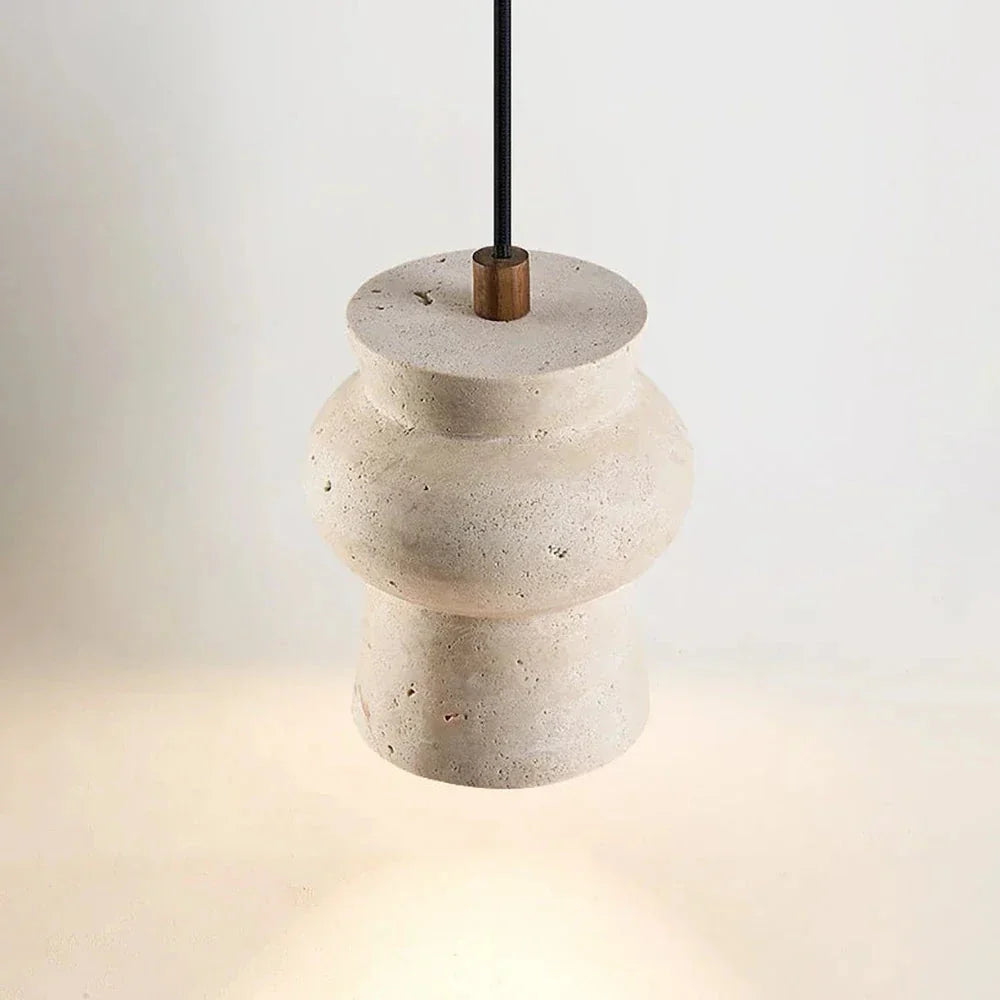 Arcus Cylindrical Pendant Light in travertine for Kitchen Island by AUVIELIGHT