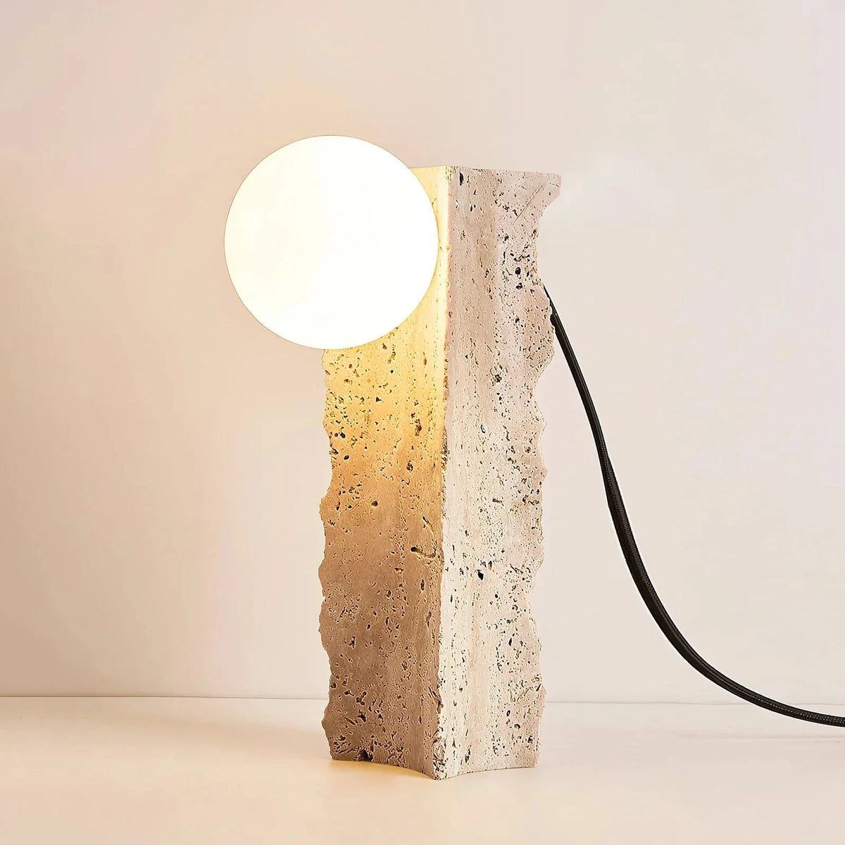 Conduit Table Lamp in travertine for Living Room by AUVIELIGHT