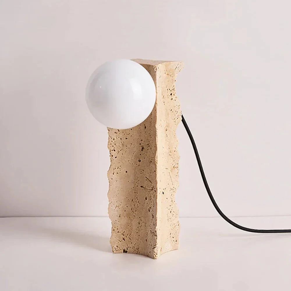 Conduit Table Lamp in travertine for Living Room by AUVIELIGHT