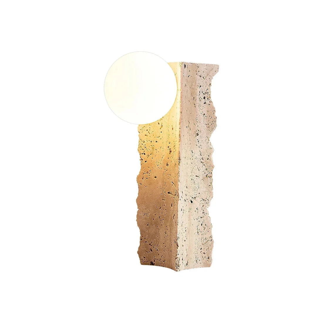 Conduit Table Lamp in travertine for Living Room by AUVIELIGHT, L 12cm x W 16cm x H 32cm / L 4.7″ x W 6.3″ x H 12.6″ / Yellow Travertine