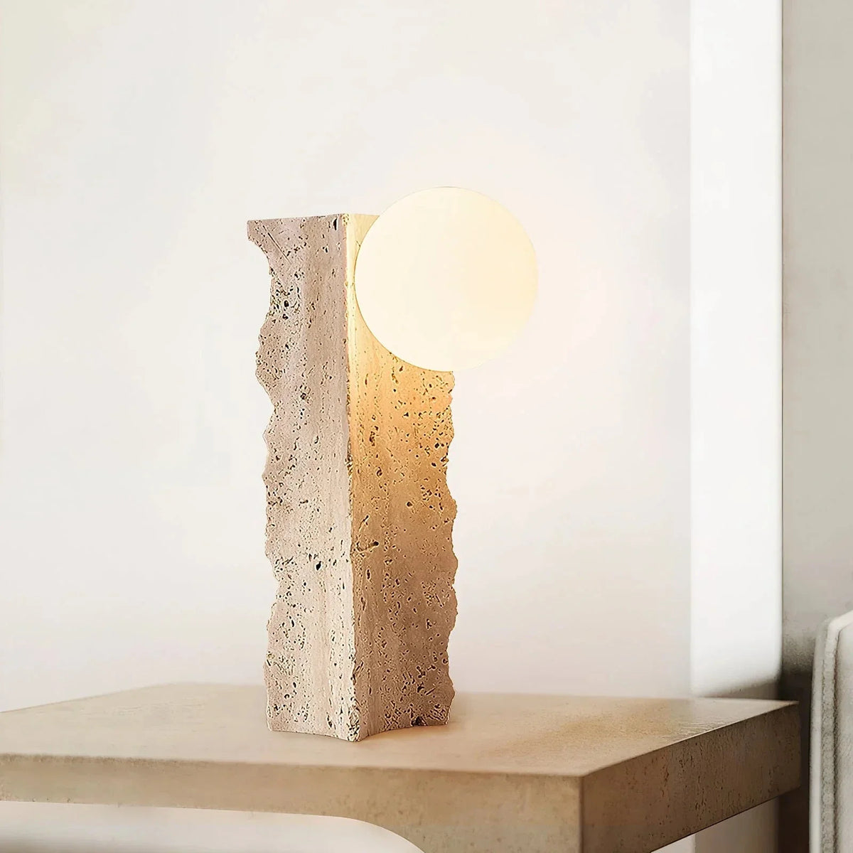 Conduit Table Lamp in travertine for Living Room by AUVIELIGHT