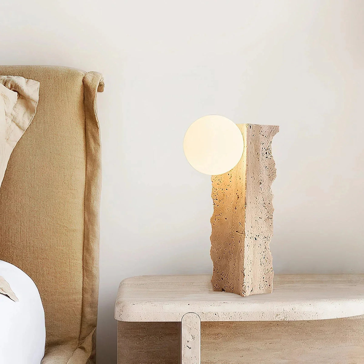 Conduit Table Lamp in travertine for Living Room by AUVIELIGHT
