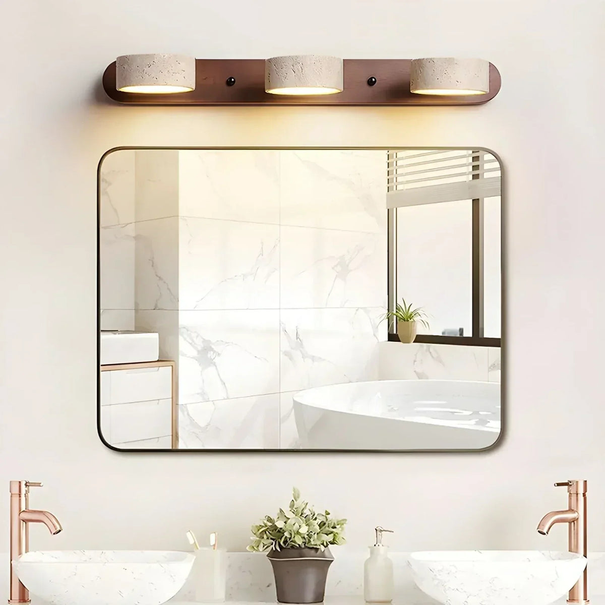 Duo Wall Light in travertine for Hallway by AUVIELIGHT