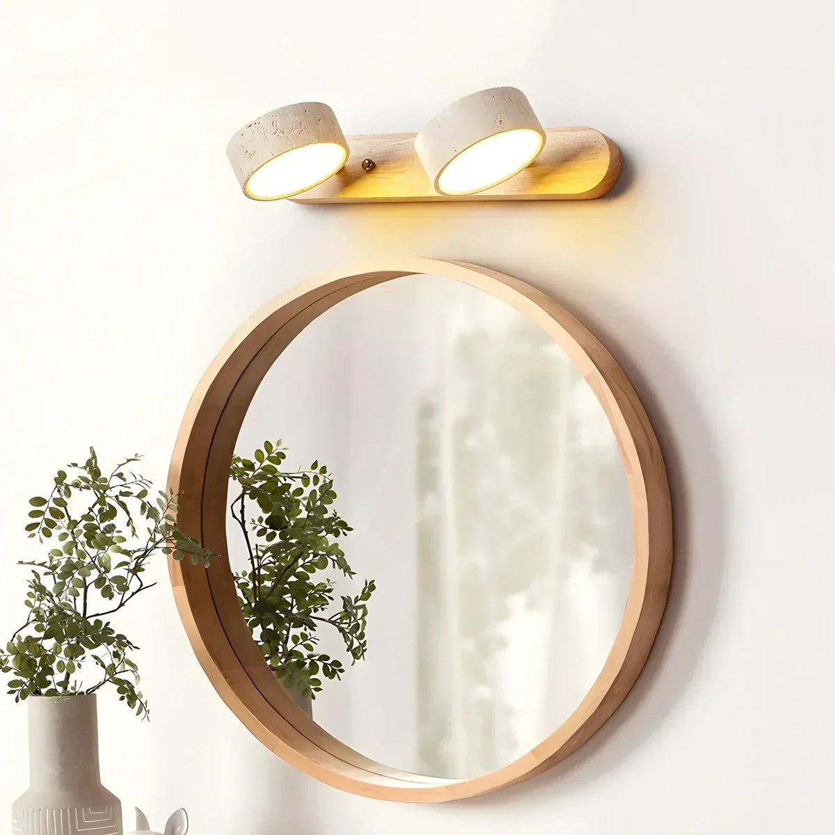 Duo Wall Light in travertine for Hallway by AUVIELIGHT