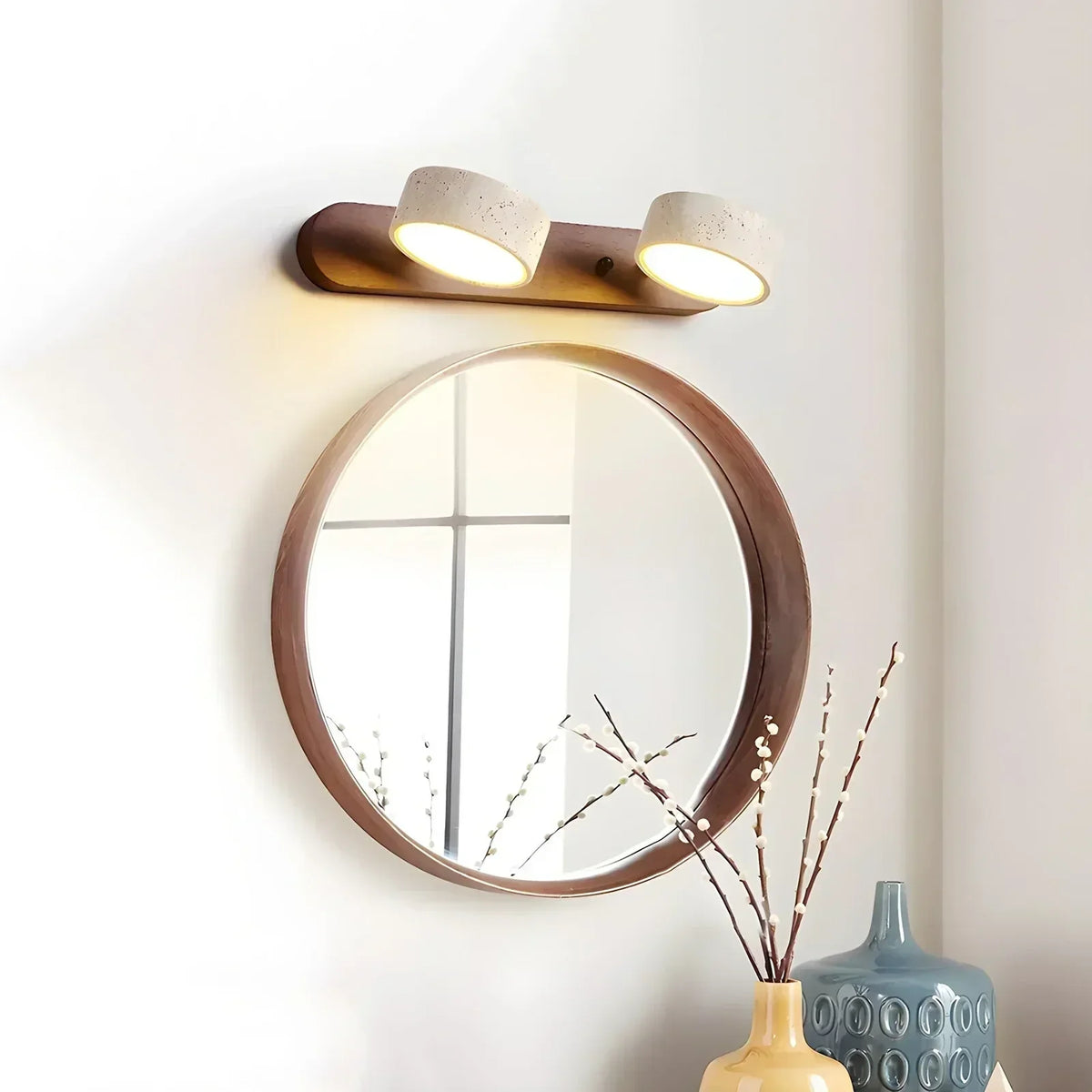 Duo Wall Light in travertine for Hallway by AUVIELIGHT