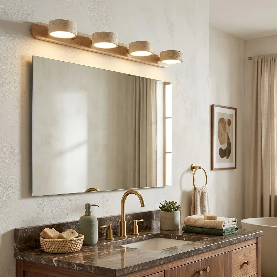 Duo Wall Light in travertine for Hallway by AUVIELIGHT