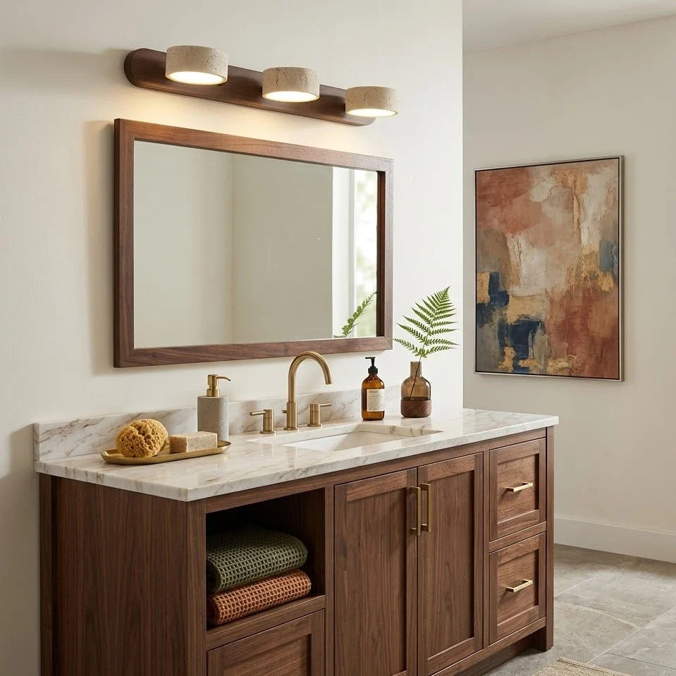 Duo Wall Light in travertine for Hallway by AUVIELIGHT
