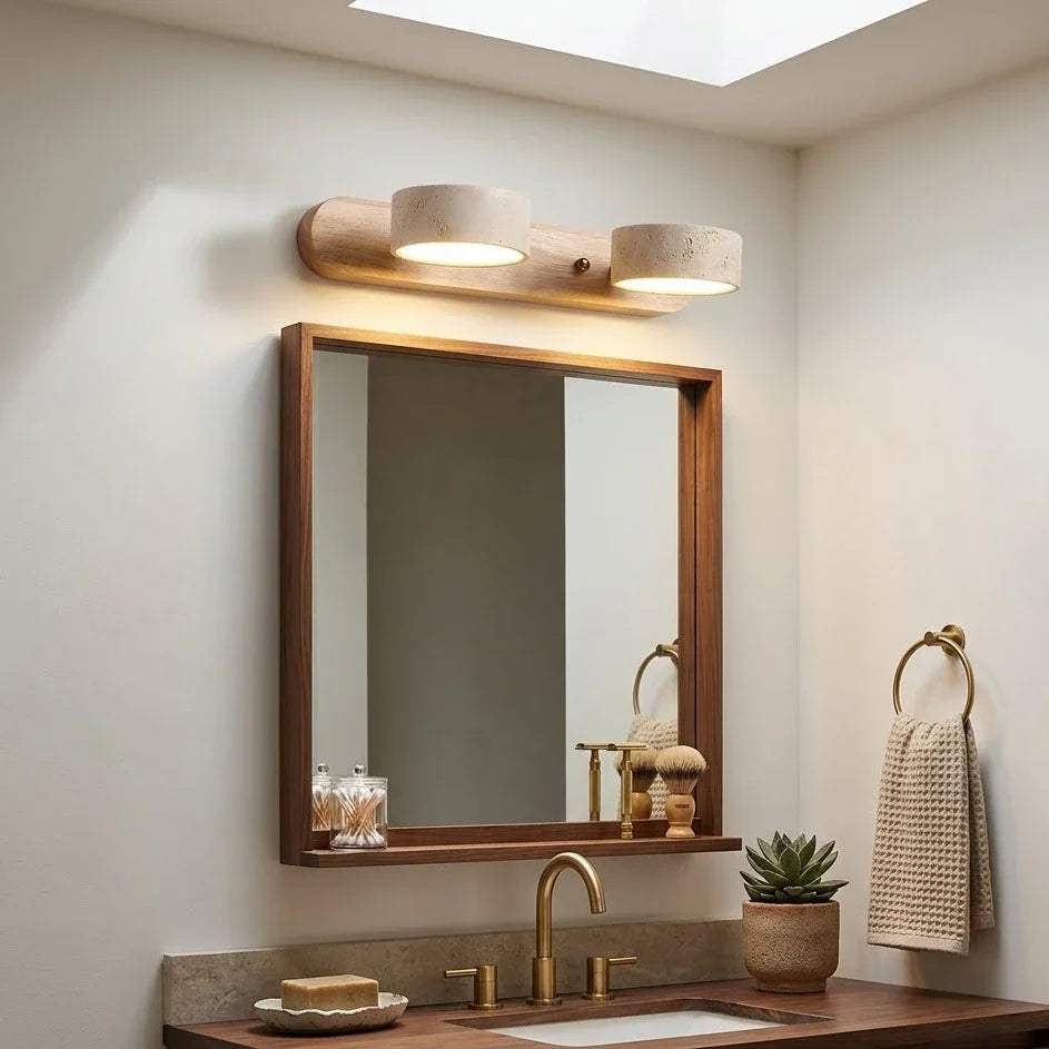 Duo Wall Light in travertine for Hallway by AUVIELIGHT