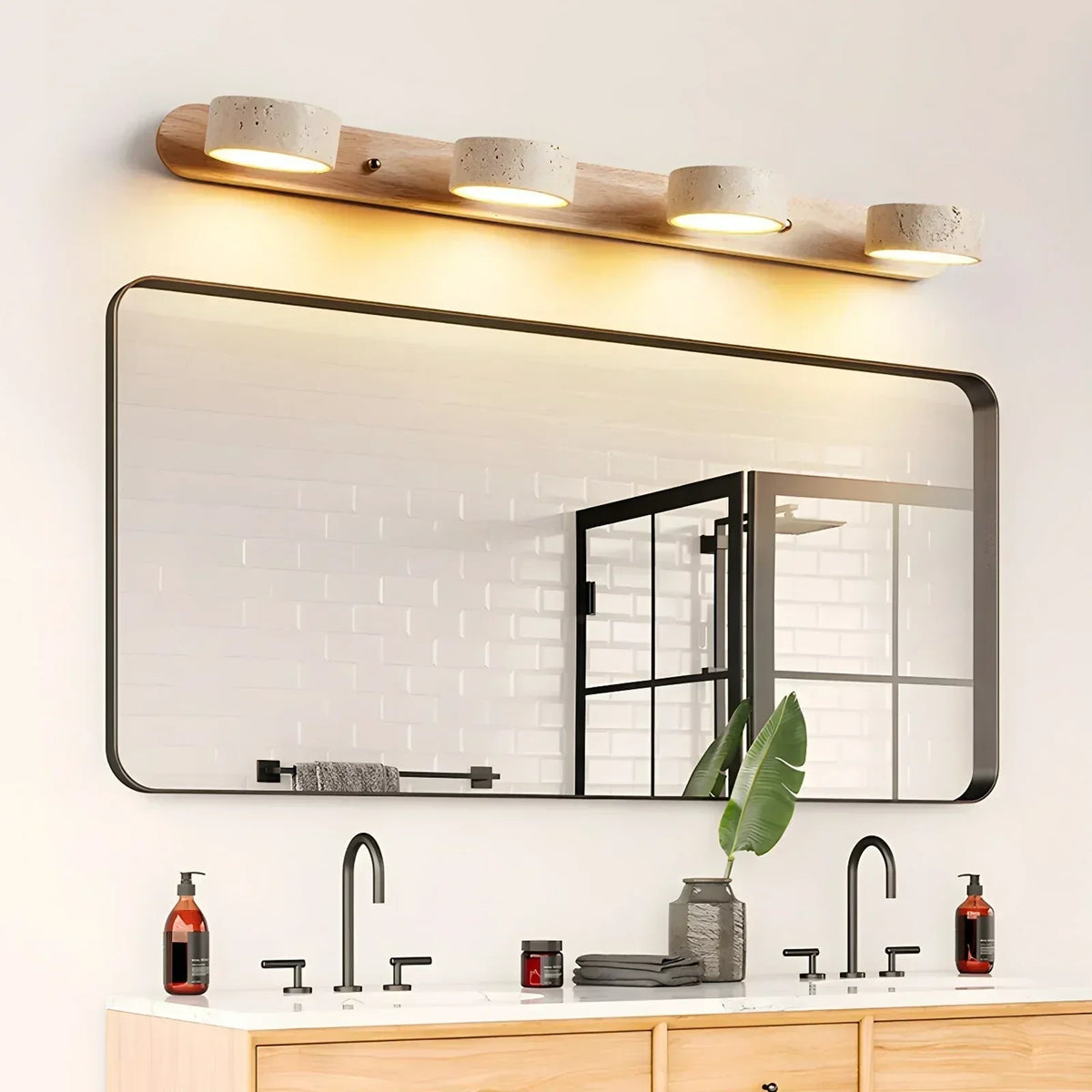 Duo Wall Light in travertine for Hallway by AUVIELIGHT
