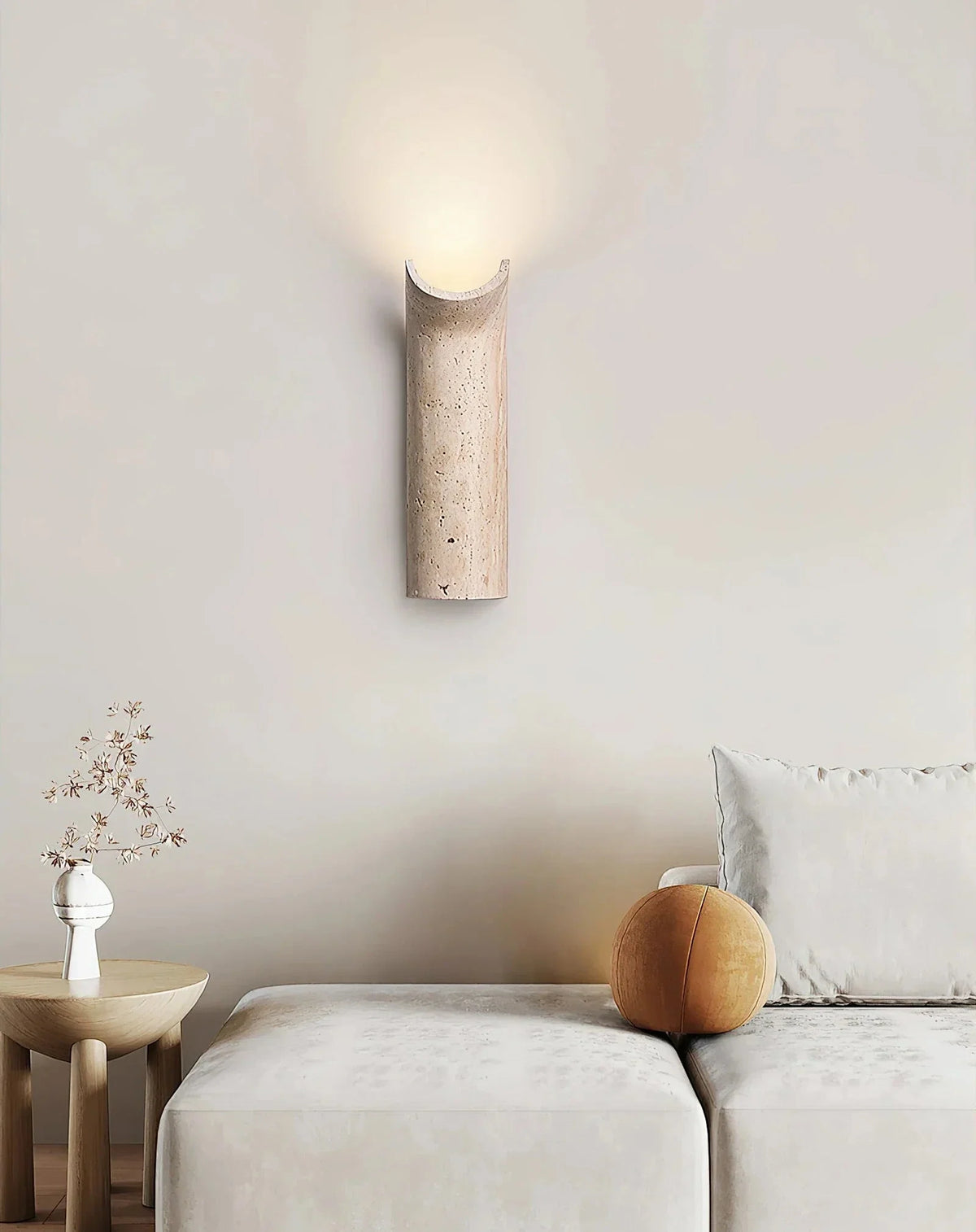 Hobart Wall Light in travertine for Hallway by AUVIELIGHT