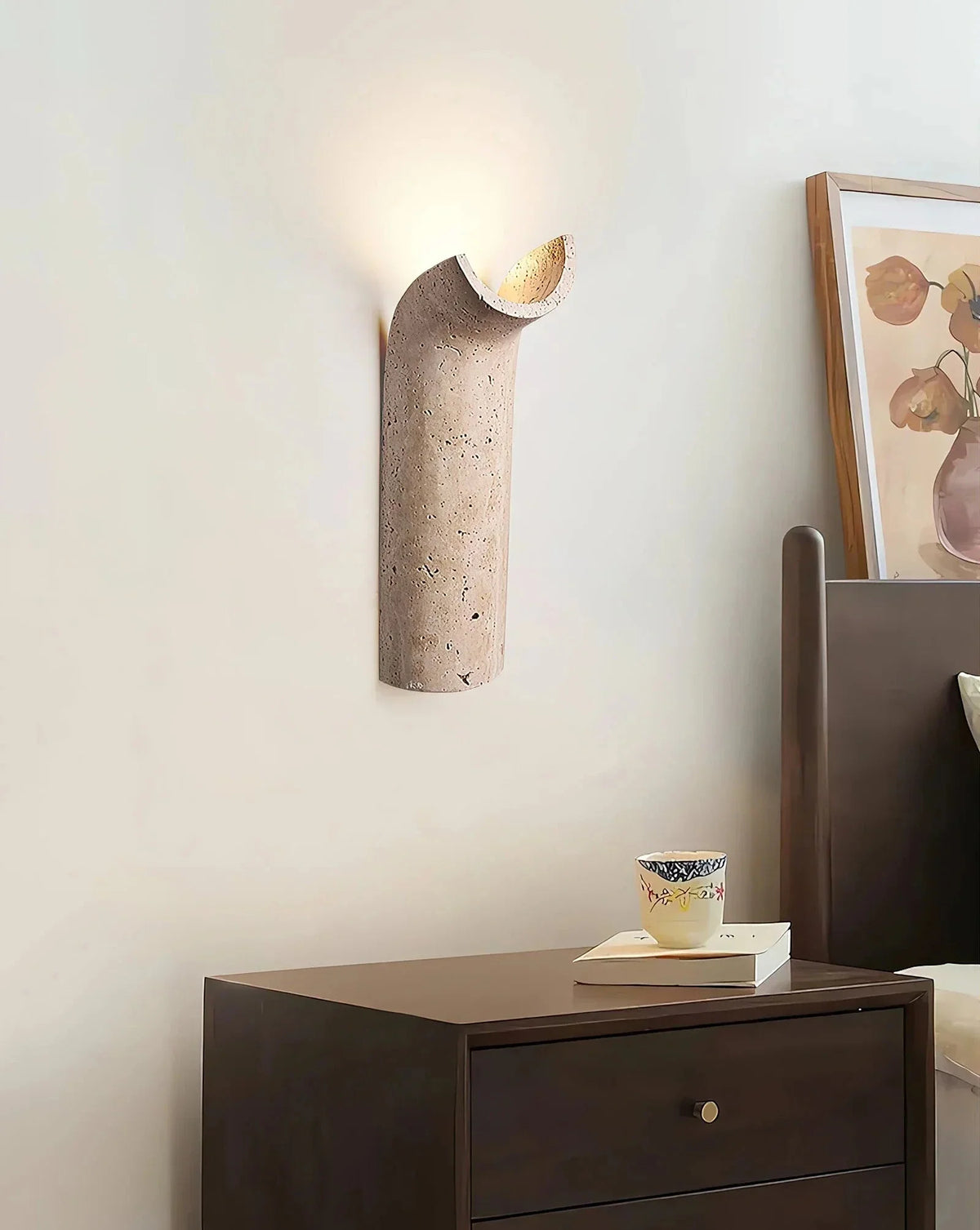 Hobart Wall Light in travertine for Hallway by AUVIELIGHT