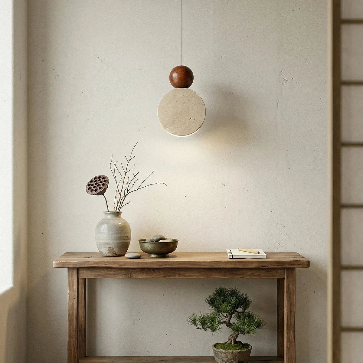 Tiered Pendant Light in travertine for Kitchen Island by AUVIELIGHT