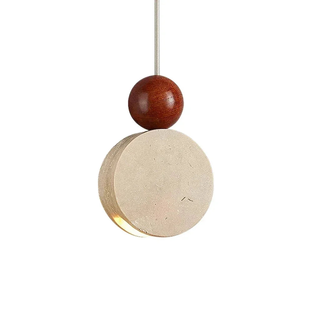 Tiered Pendant Light in travertine for Kitchen Island by AUVIELIGHT, Dia 12cm x H 18cm / ∅ 4.7″ x H 7.1″ / Yellow Travertine