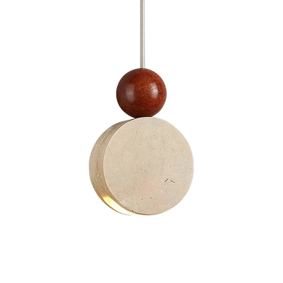 Tiered Pendant Light in travertine for Kitchen Island by AUVIELIGHT, Dia 12cm x H 18cm / ∅ 4.7″ x H 7.1″ / Yellow Travertine