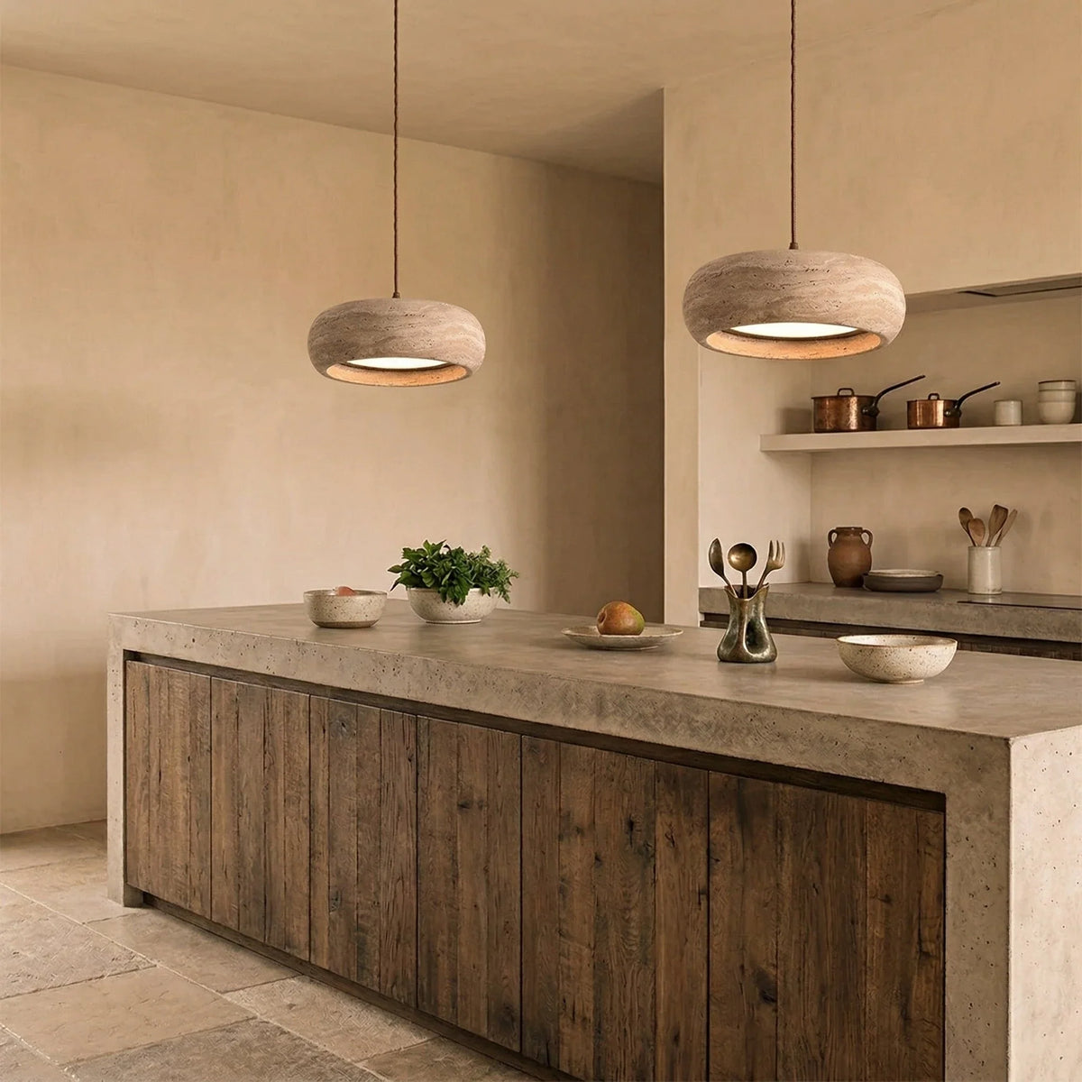 Modern Pendant Light in travertine for Kitchen Island by AUVIELIGHT