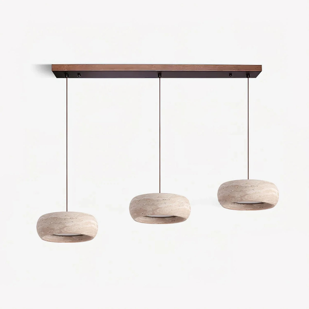 Modern Pendant Light in travertine for Kitchen Island by AUVIELIGHT, L 100cm x H 7cm / L 39.4″ x H 2.8″ / Beige / Warm Light