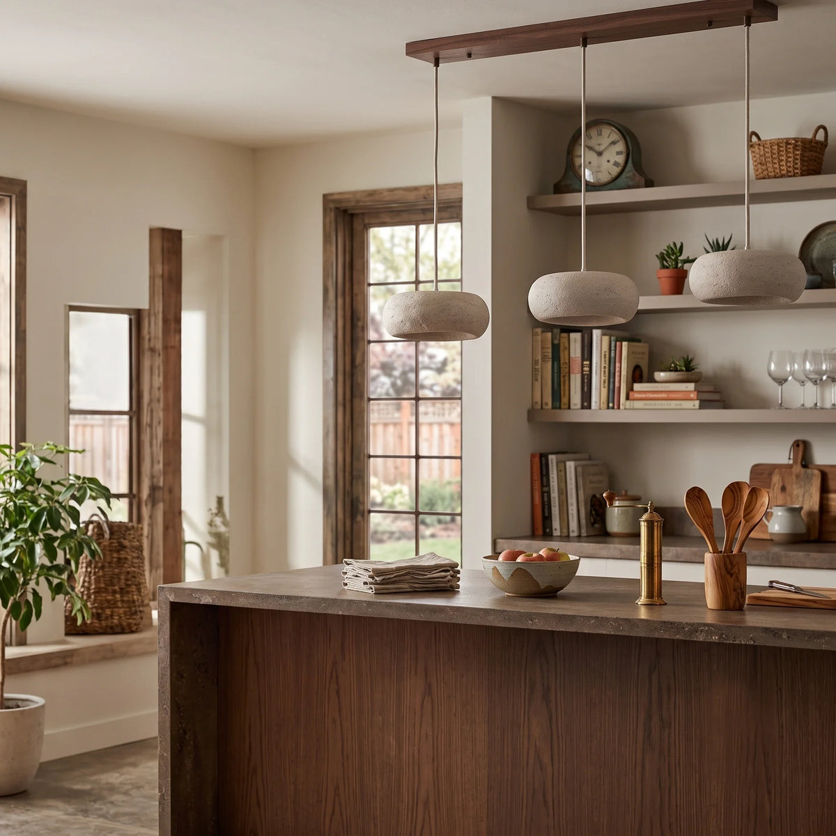 Modern Pendant Light in travertine for Kitchen Island by AUVIELIGHT