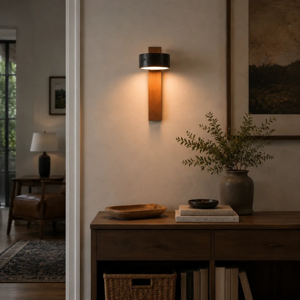 Modern Wall Sconce in travertine for Hallway by AUVIELIGHT