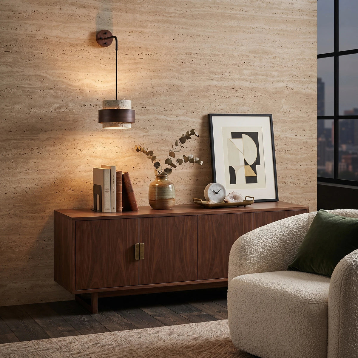 Modern Wall Sconce in travertine for Hallway by AUVIELIGHT