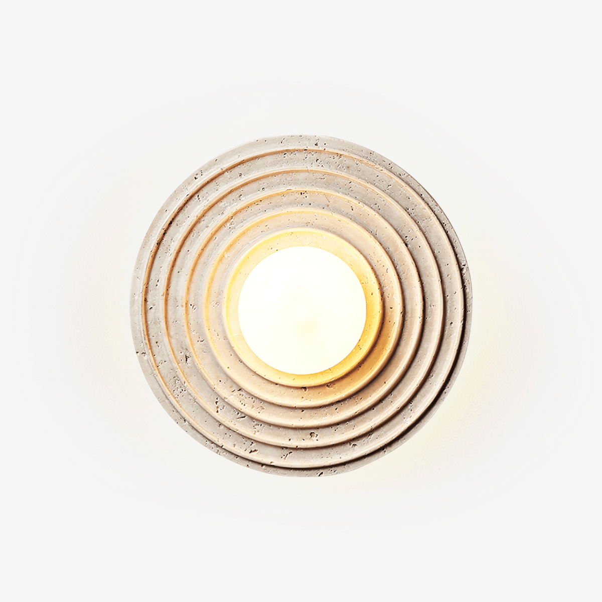 Cement Halo Light in textured for Living Room by AUVIELIGHT, ∅ 12.9"xH12.9" / Yellow Travertine / Wall Switch