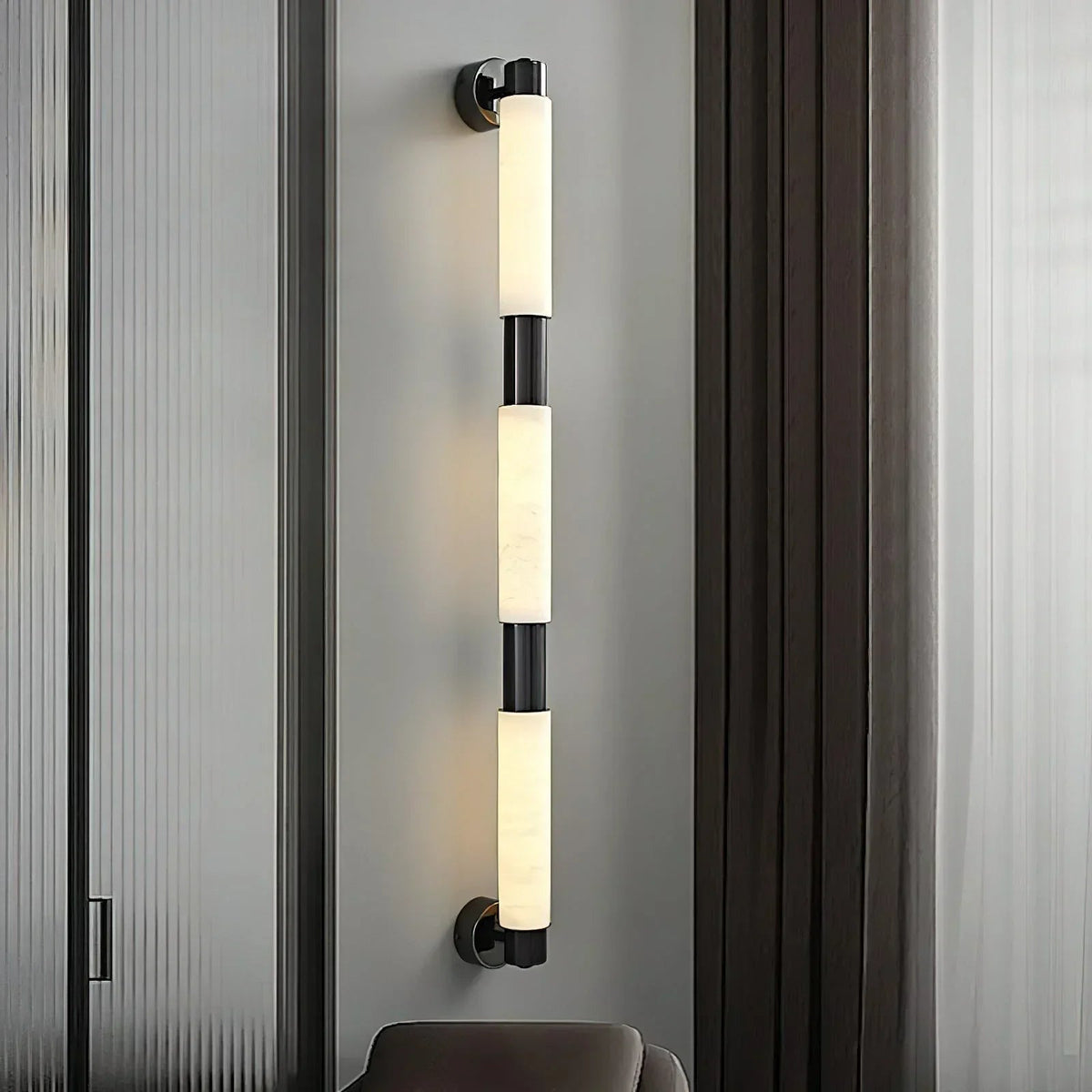 Tube Cylinder Wall Light in alabaster for Hallway by AUVIELIGHT