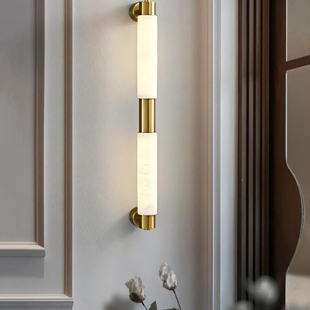 Tube Cylinder Wall Light in alabaster for Hallway by AUVIELIGHT