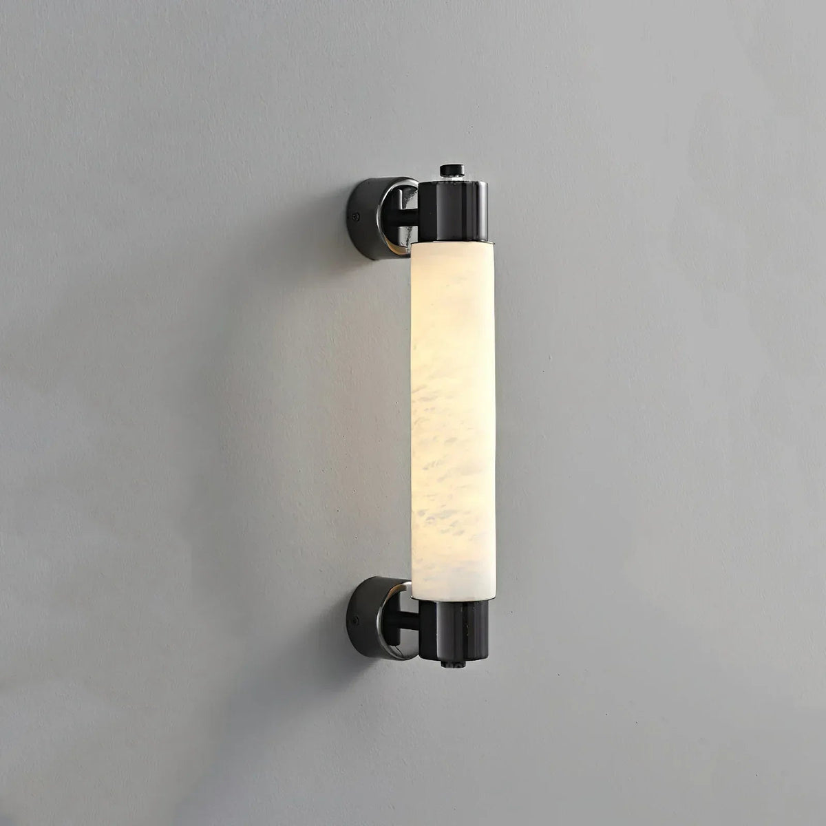 Tube Cylinder Wall Light in alabaster for Hallway by AUVIELIGHT, 1 Head Dia 6cm x H 35cm / ∅ 2.4″ x H 13.8″ / Black & White / Warm White