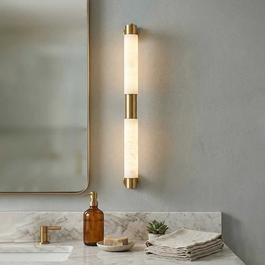 Tube Cylinder Wall Light in alabaster for Hallway by AUVIELIGHT