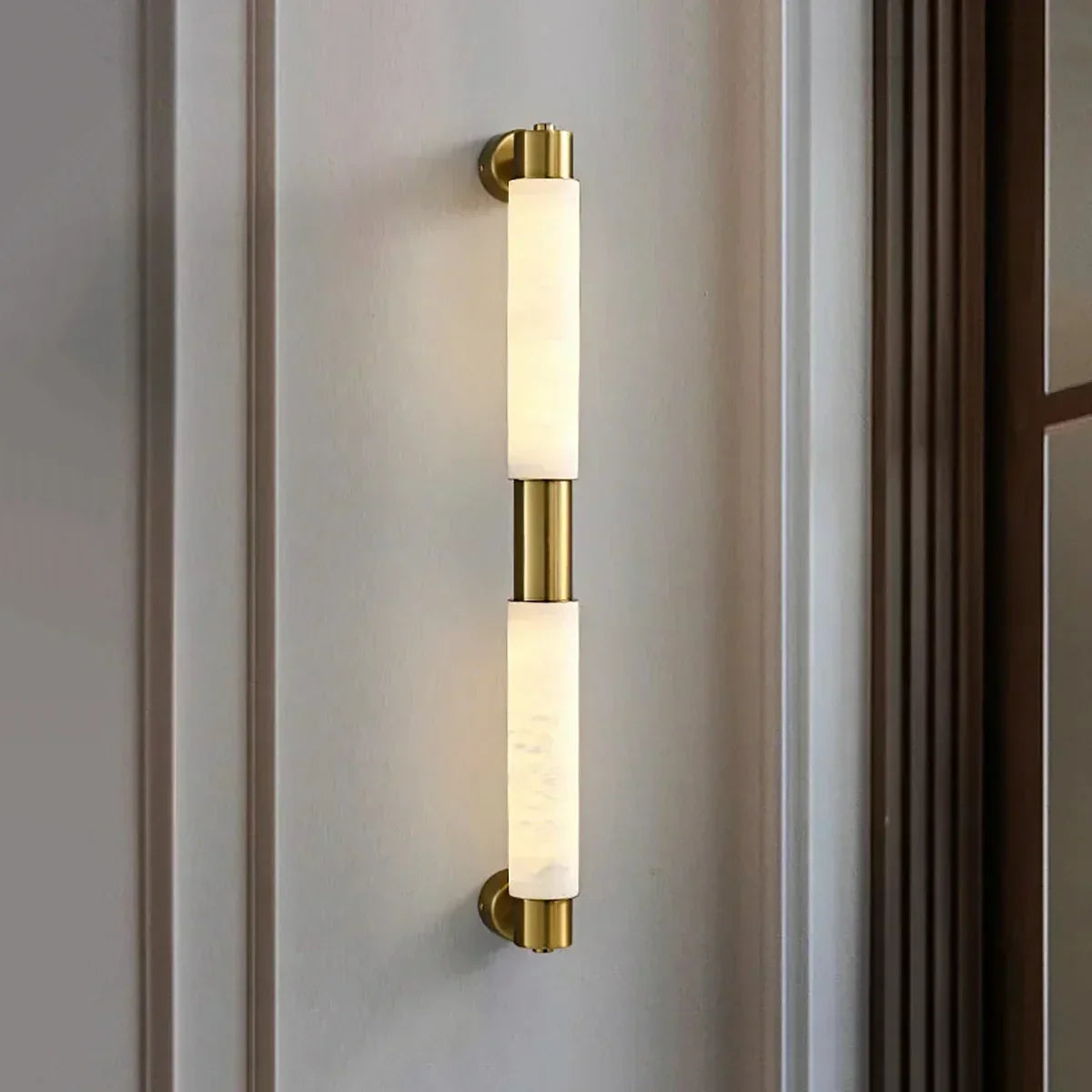 Tube Cylinder Wall Light in alabaster for Hallway by AUVIELIGHT