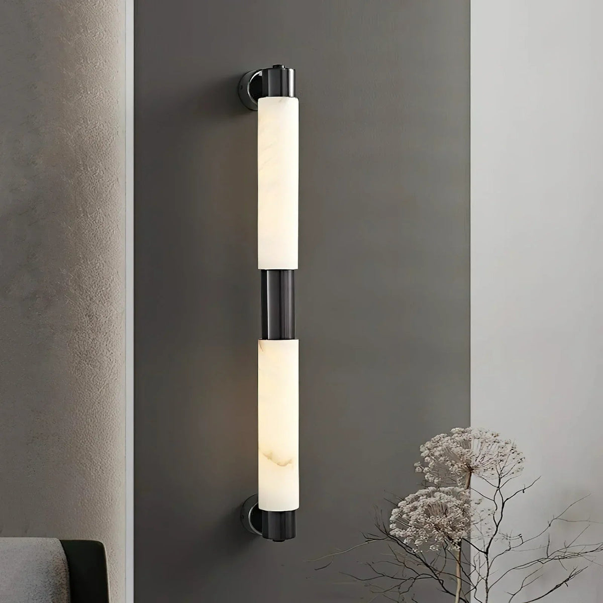 Tube Cylinder Wall Light in alabaster for Hallway by AUVIELIGHT