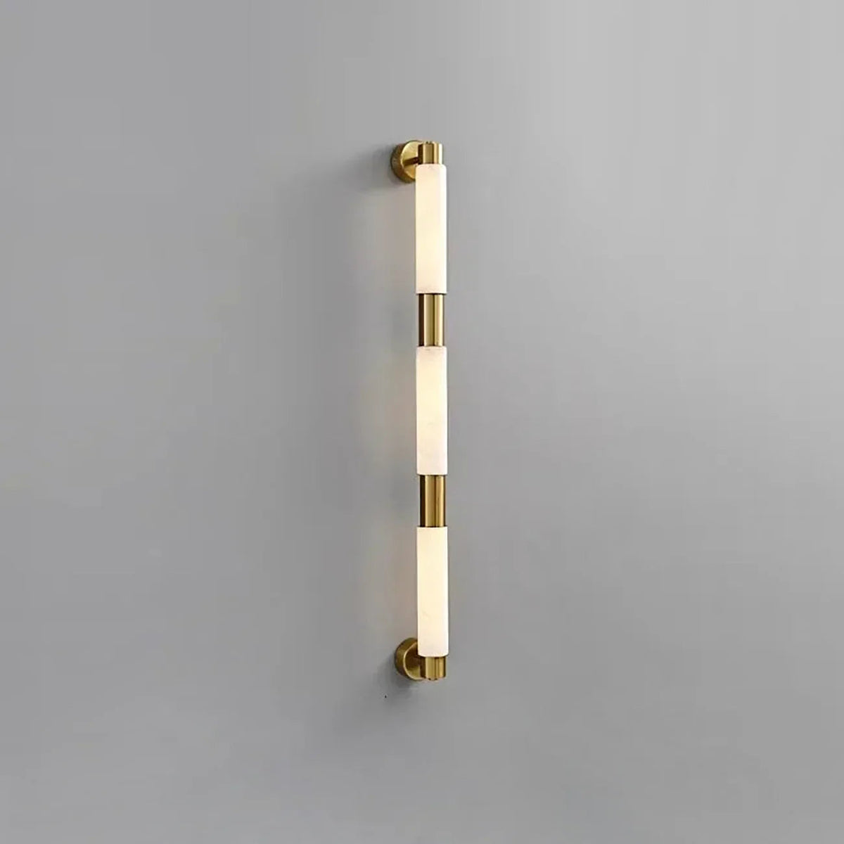 Tube Cylinder Wall Light in alabaster for Hallway by AUVIELIGHT, 3 Head Dia 6cm x H 105cm / ∅ 2.4″ x H 41.3″ / Gold & White / Warm White