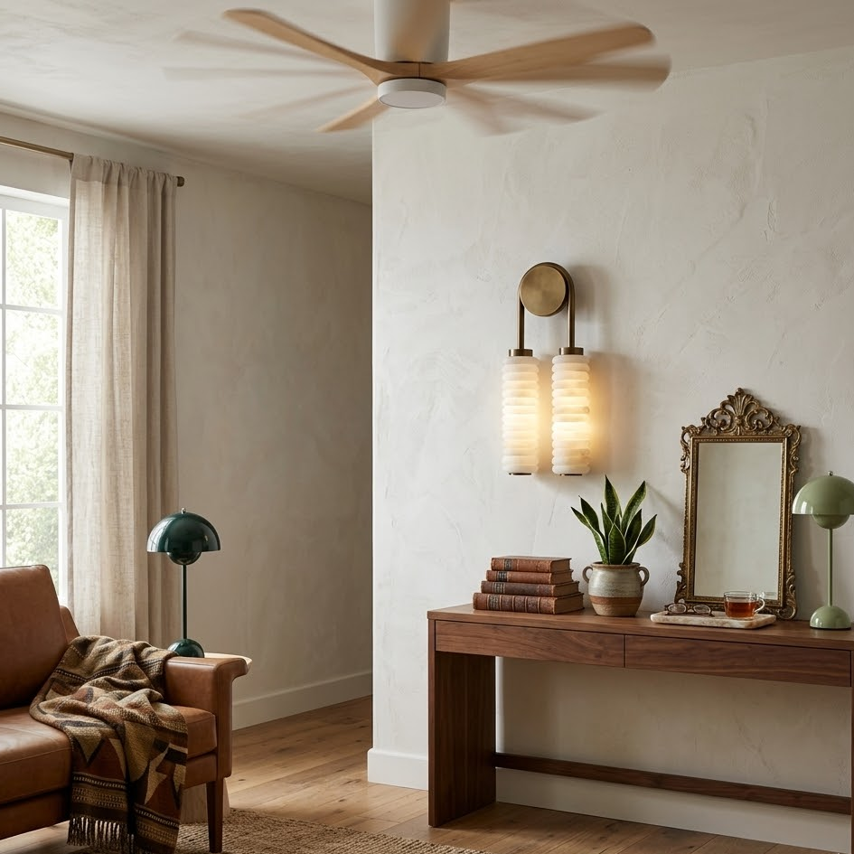 Twin Wall Sconce in alabaster for Hallway by AUVIELIGHT