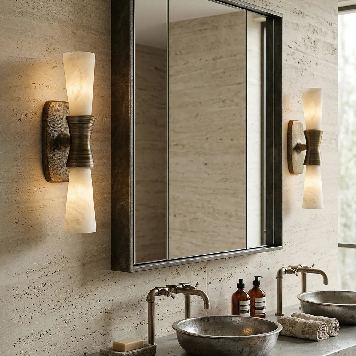 Twist Tapered Wall Sconce in alabaster for Hallway by AUVIELIGHT
