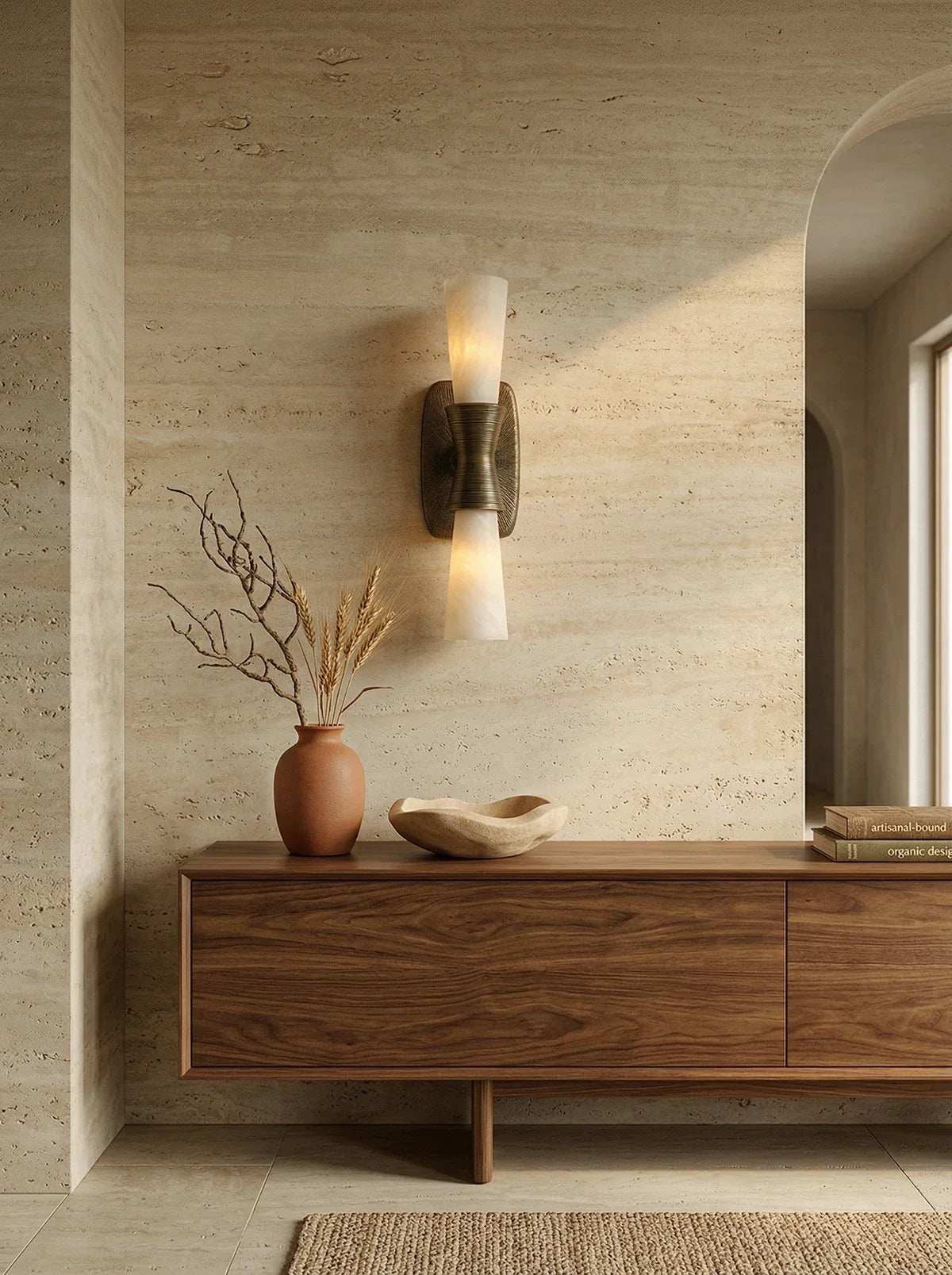 Twist Tapered Wall Sconce in alabaster for Hallway by AUVIELIGHT